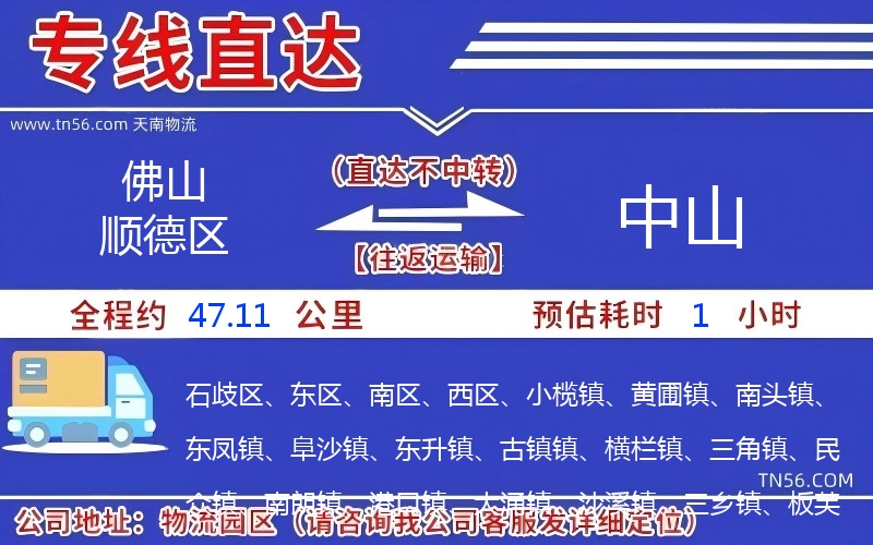 佛山順德區(qū)到中山物流公司 佛山順德區(qū)到中山物流公司