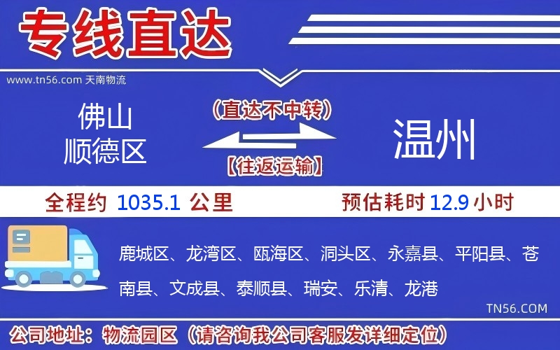 佛山順德區(qū)到溫州物流公司 佛山順德區(qū)到溫州物流公司