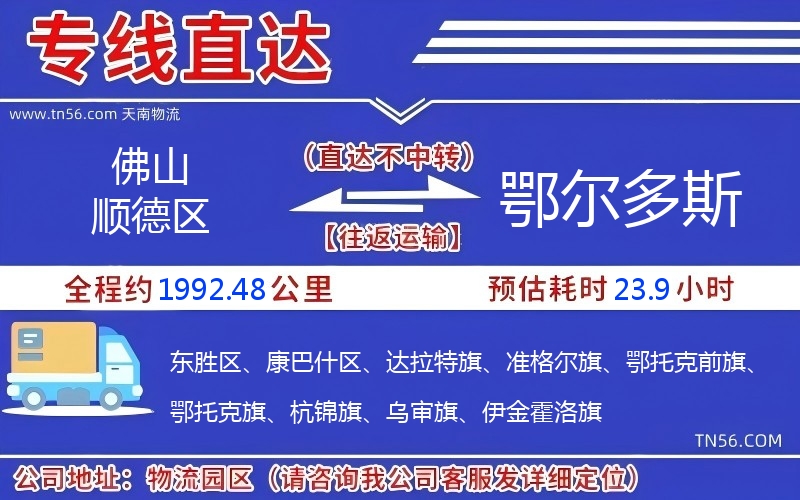 佛山順德區到鄂爾多斯物流公司