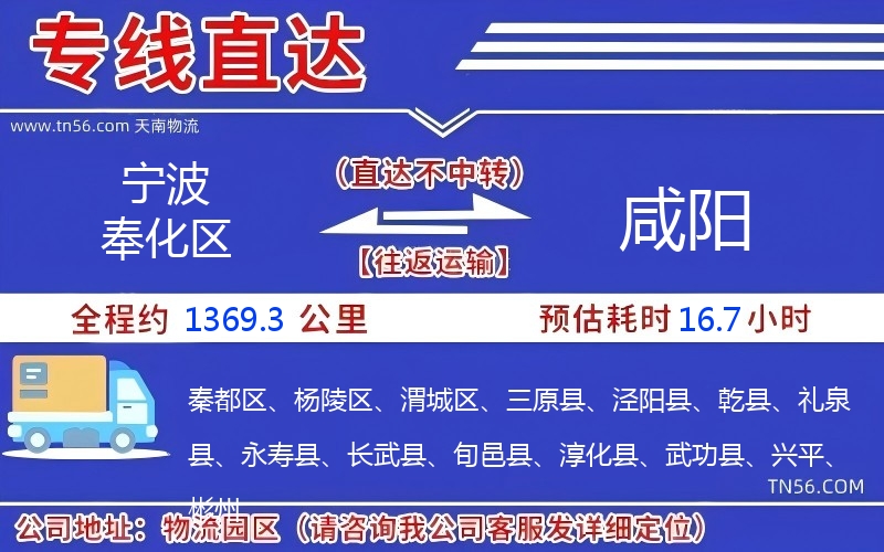 寧波奉化區到咸陽物流公司 寧波奉化區到咸陽物流公司