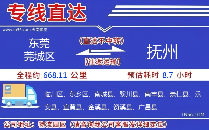 東莞莞城區到撫州物流公司 東莞莞城區到撫州物流公司